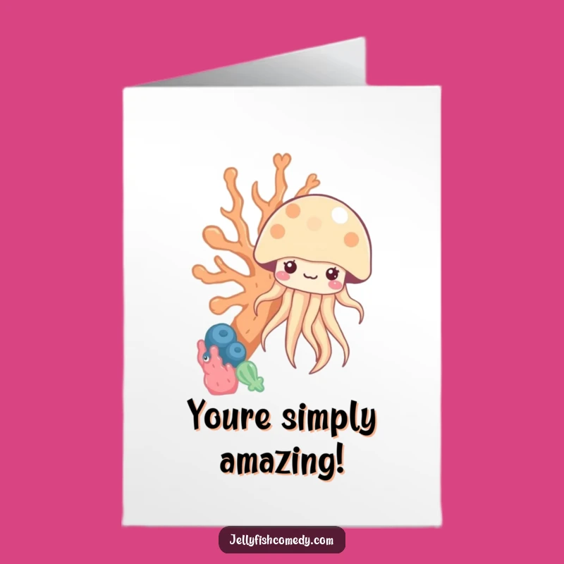 Free Printable Congrats Card: Kawaii Jellyfish Peek Downloadable Gift!