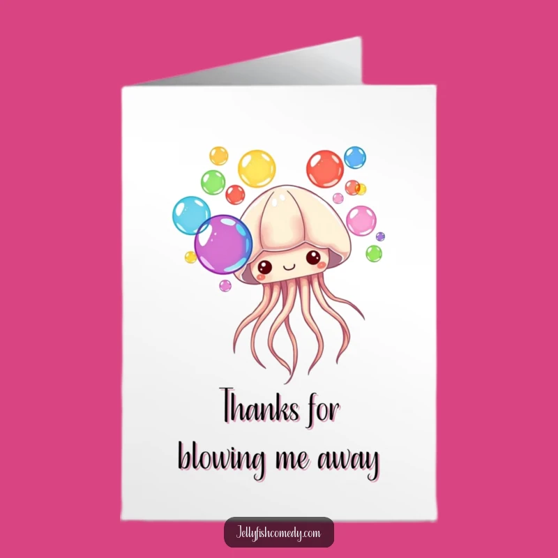 Free Printable Bubble Jellyfish Thank You Card - Whimsical Downloadable Expressing Gratitude