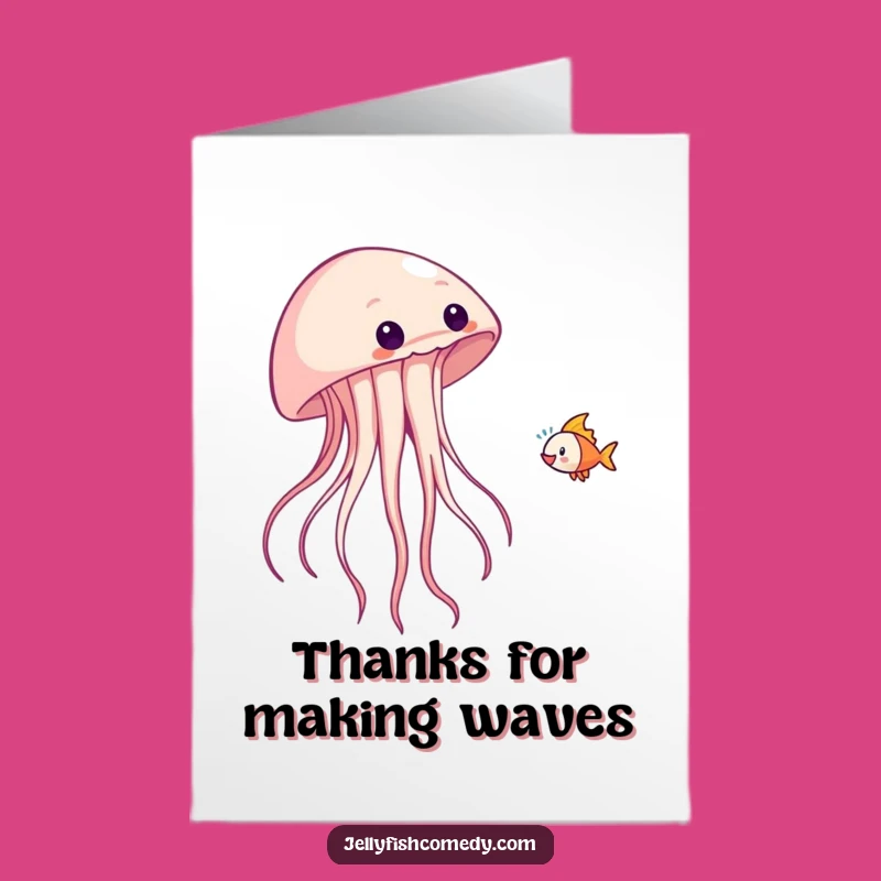 Free Printable Fish-Tossing Jellyfish Thank You Card - Funny Downloadable Note