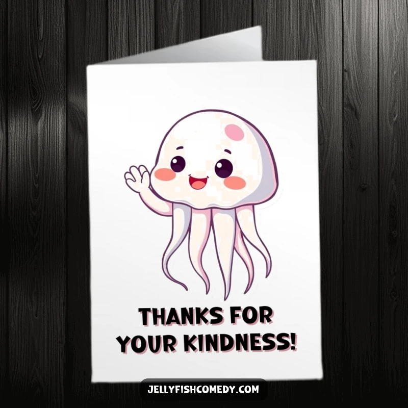 Funny Free Printable Thank You Card: A cheerful Jellyfish with a happy expression gives a gentle wave of thanks.