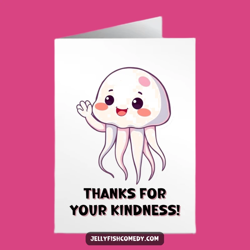 Free Printable Thank You Card: Cheerful Jellyfish Waves Thanks!
