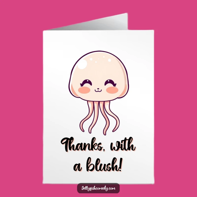 Free Printable Thank You Card: Kawaii Jellyfish Kissing Shy Blush Gift