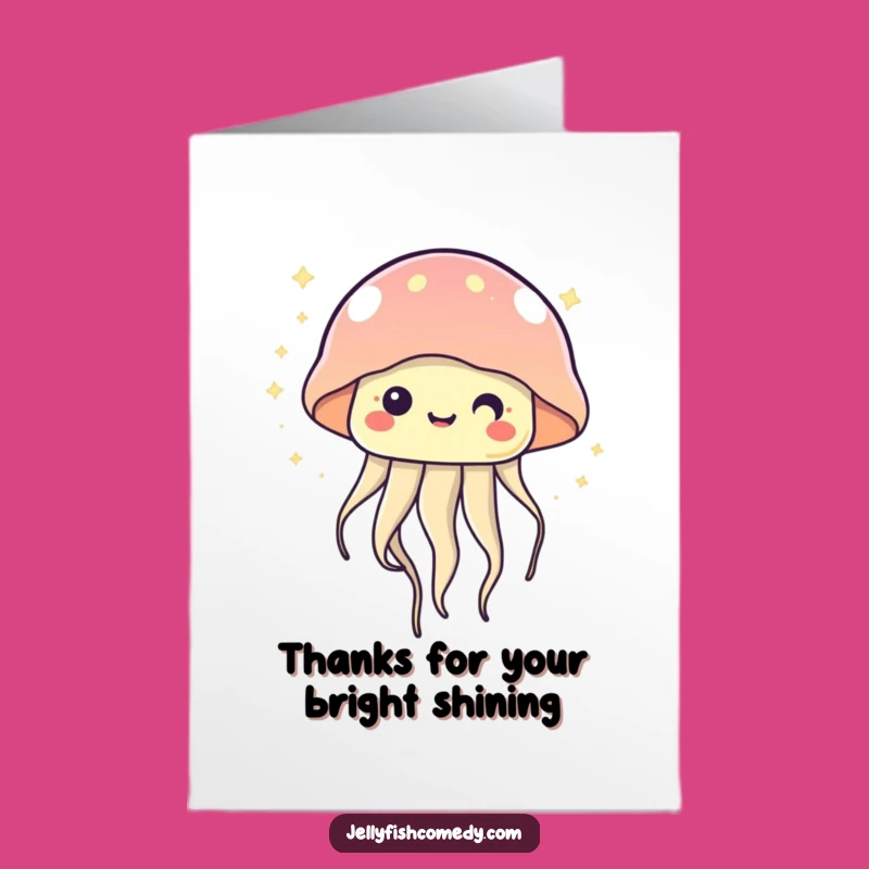 Free Printable Thank You Card: Kawaii Jellyfish Twinkling, Happy Greeting Download