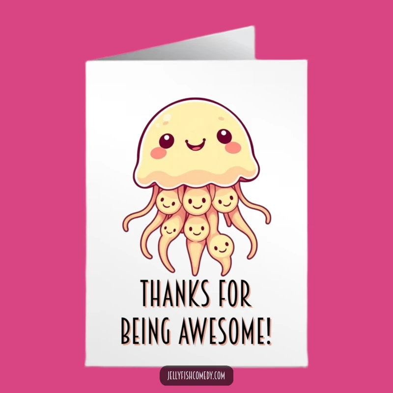 Free Printable Kawaii Jellyfish Thank You Card - Smiley Thanks, Downloadable Art
