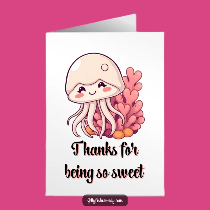 Free Printable Shy Jellyfish Thank You Card Adorable Gift