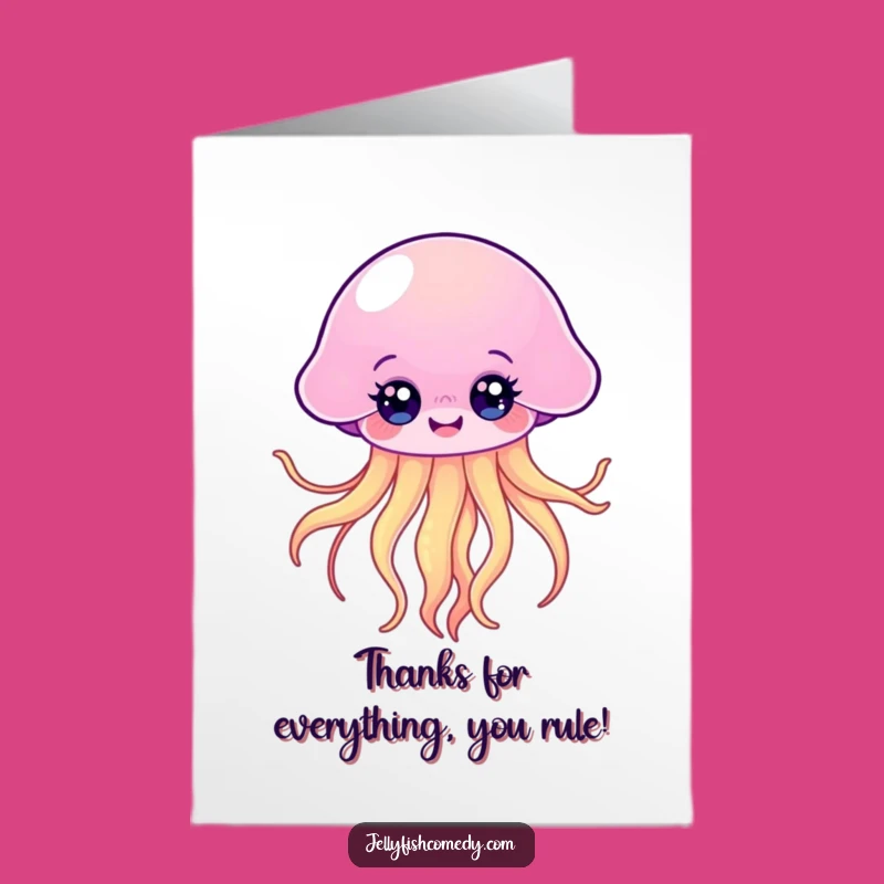 Free Printable Kawaii Jellyfish Thank You Card - Funny Gratitude Float, Downloadable