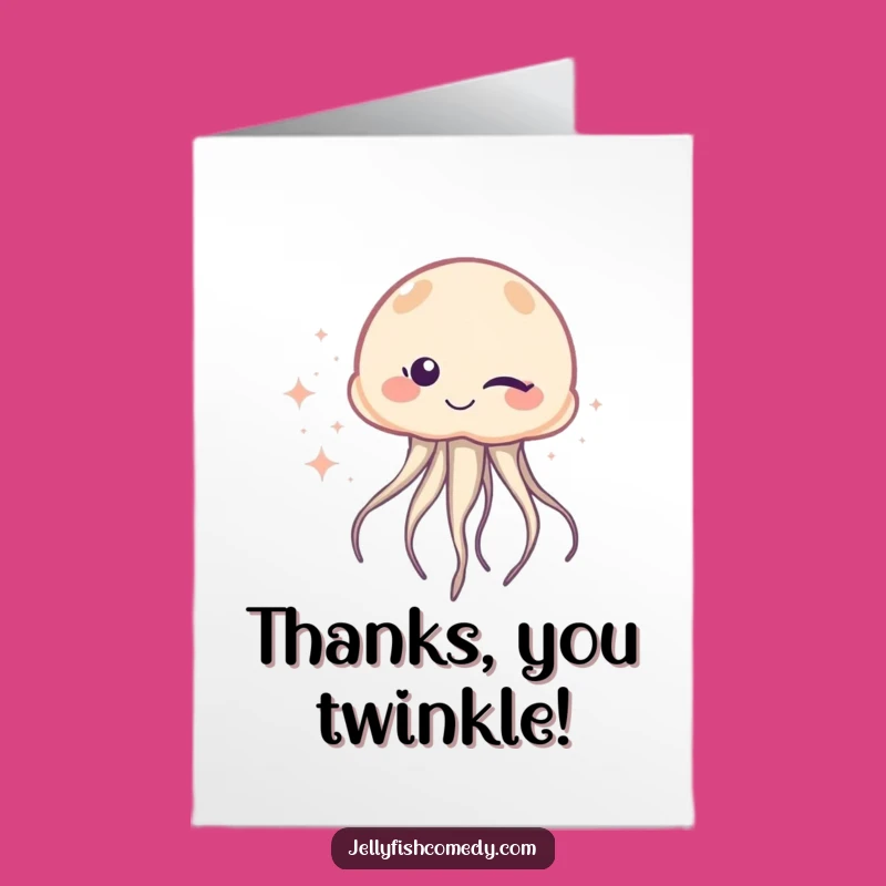 Free Printable Thank You Card: Winking Jellyfish Sparkle Thanks Downloadable
