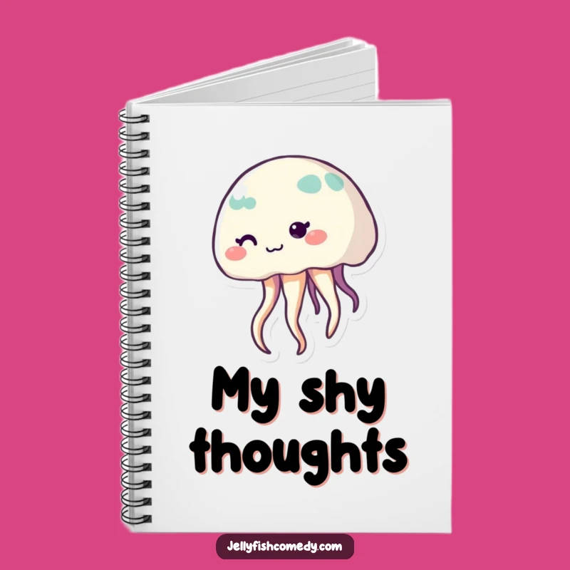Funny Journal with Shy Jellyfish, Cute Smiling Sea Creature Notebook, Gift Idea