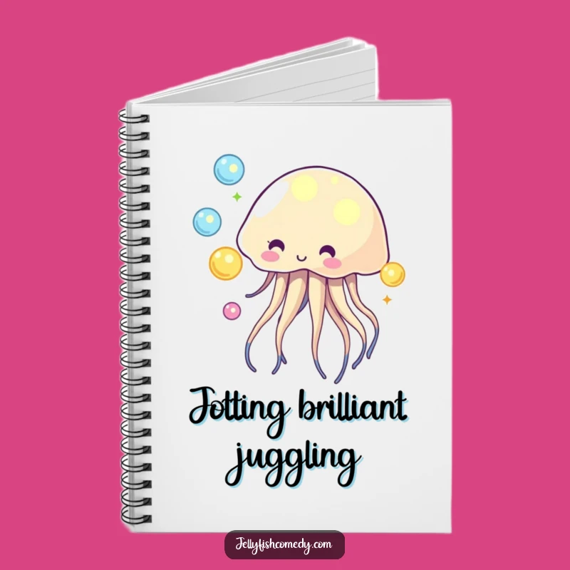 Funny Juggling Jellyfish Notebook - Glowing Orb Journal Gift