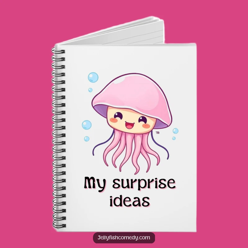 Funny Notebook with Surprised Jellyfish, Blown by Current Journal, Gift Idea