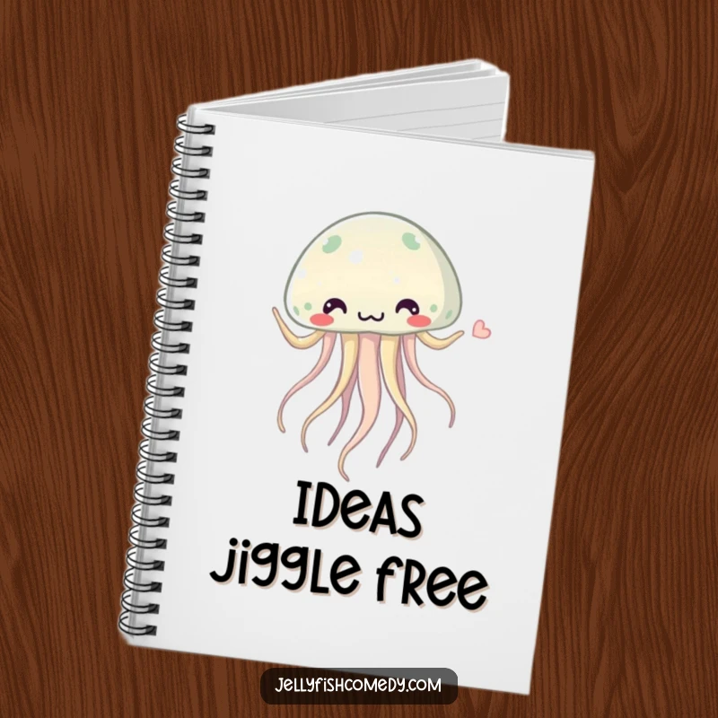 Funny jellyfish notebook featuring a whimsical jellyfish doing a silly dance with its tentacles swaying rhythmically, perfect for jotting down creative thoughts.