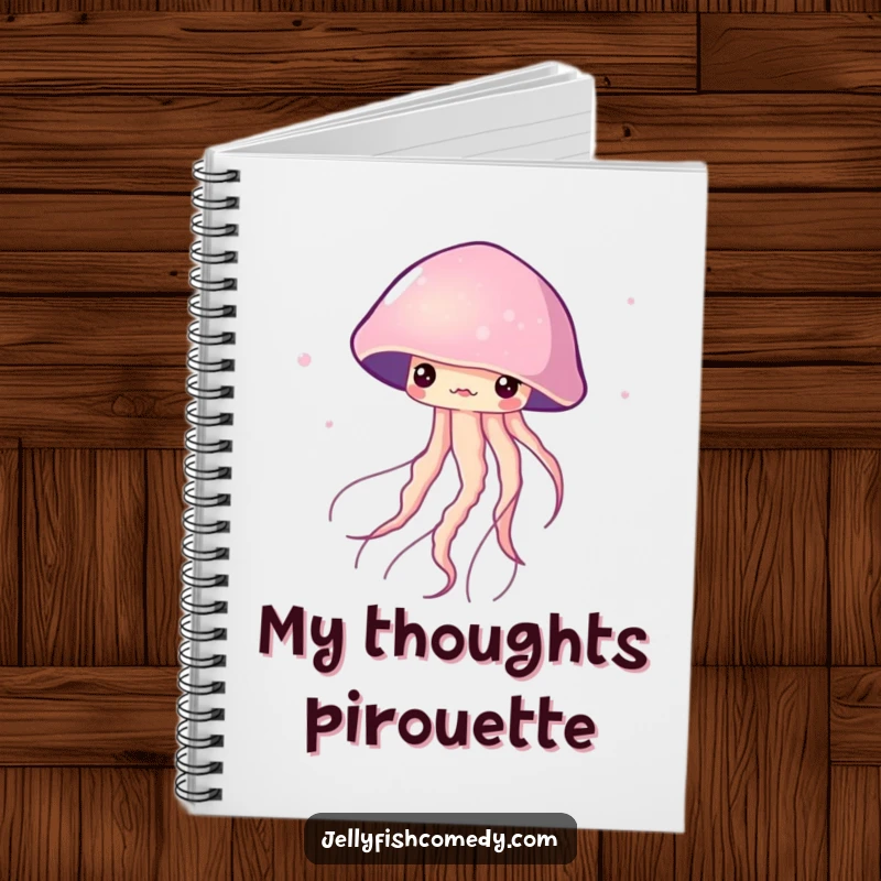 Funny Notebook cover with a jellyfish gracefully twirling in the water. Ideal for capturing fluid thoughts and elegant notes.