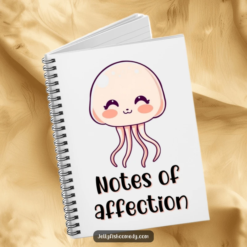 Funny Notebook: A blushing kawaii jellyfish blows a kiss, ready to record your thoughts with adorable charm and humor.