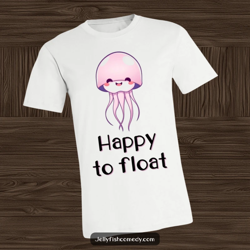 Funny happy jellyfish t-shirt with a joyful bell curve, radiating pure happiness, ideal for casual wear and gift.