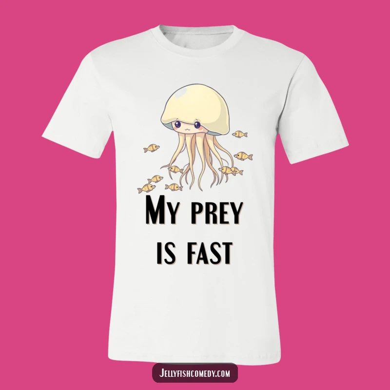 Funny Jellyfish Fish Chase T-Shirt: Comical Underwater Cartoon Apparel for a Laugh