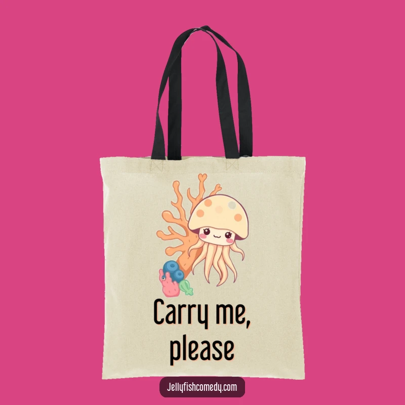 Funny Peekaboo Jellyfish Tote Bag - Kawaii Under the Sea Coral Carryall