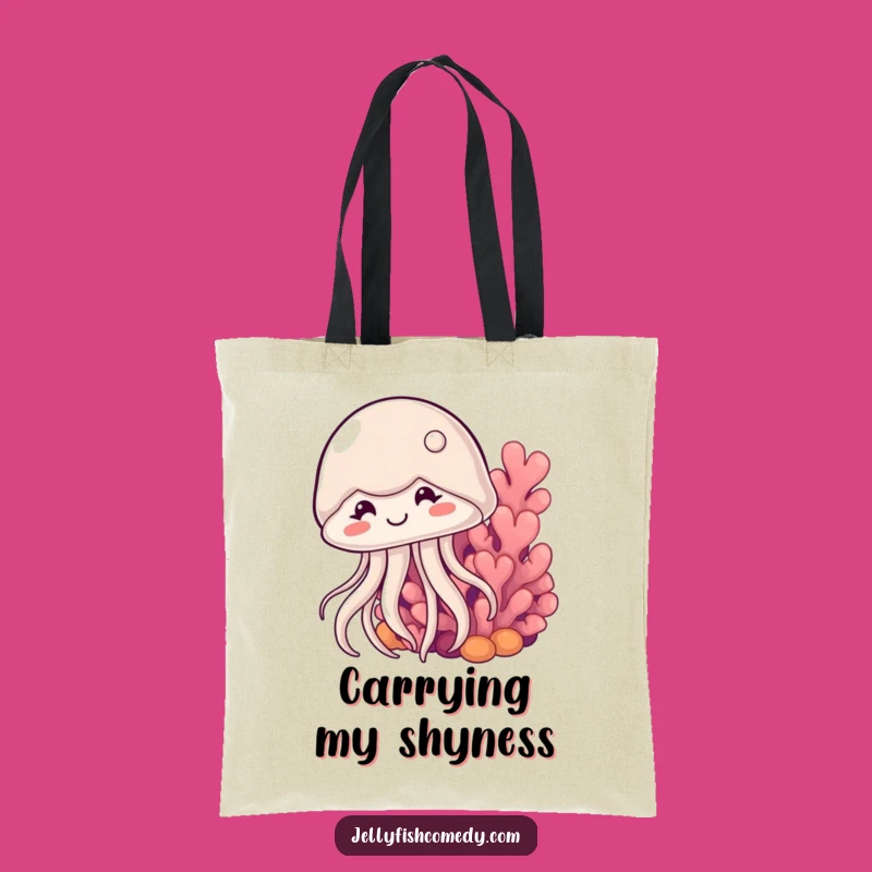 Funny Shy Jellyfish Tote Bag: Carry Your Essentials with Cute Ocean Humor!
