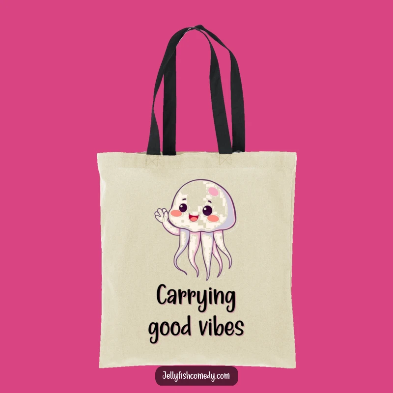 Funny Friendly Jellyfish Wave Tote Bag - Carry Your Cheer!