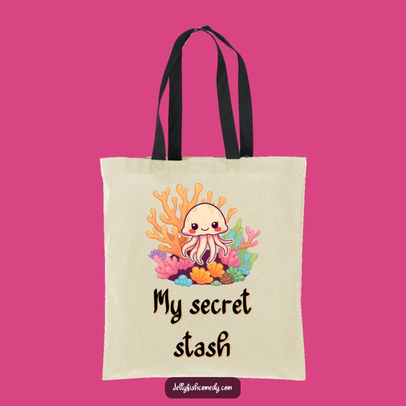 Funny Jellyfish Coral Peek Tote Bag: Stylish Cartoon Accessory for Everyday Adventures