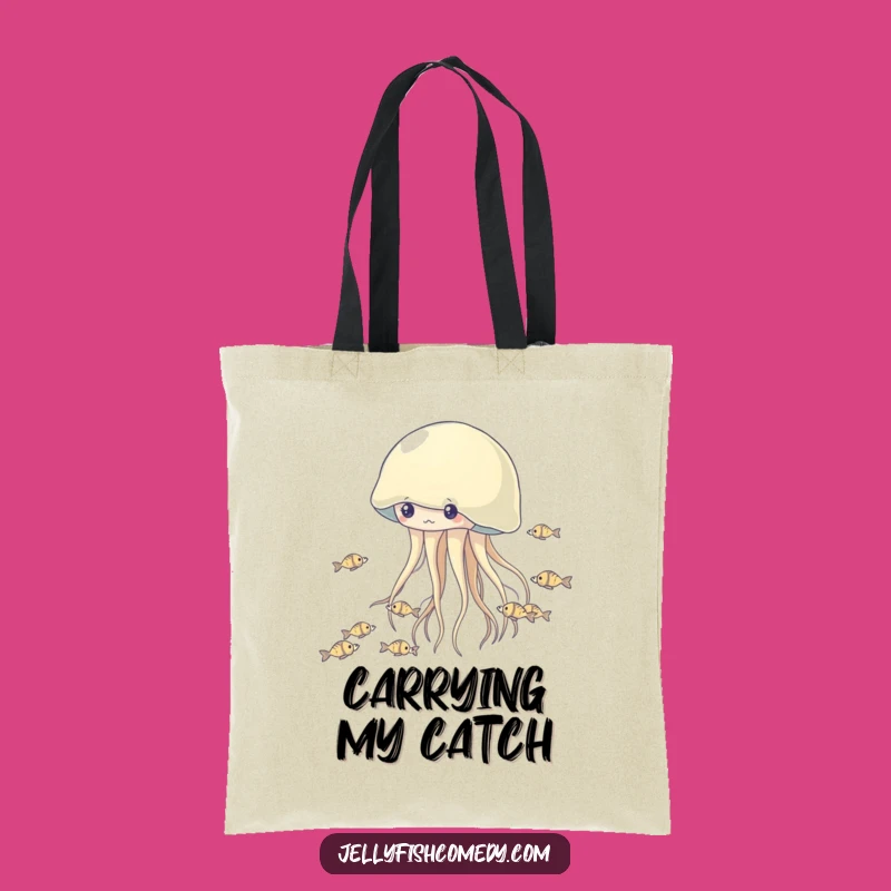 Funny Jellyfish Fish Chase Tote Bag: Hilarious Cartoon Accessory for Everyday Fun