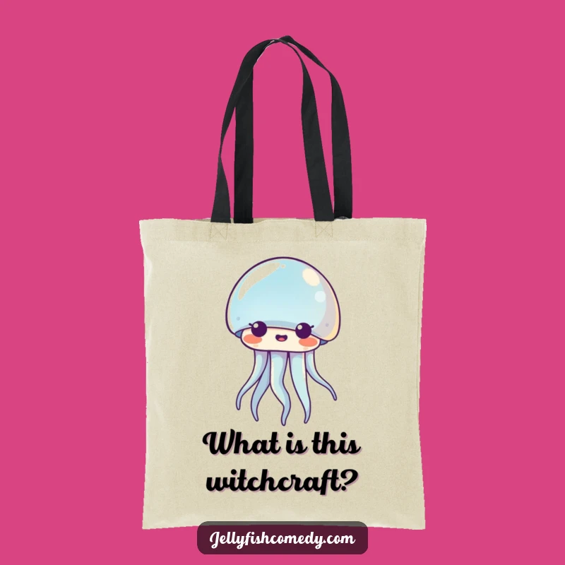 Funny Kawaii Jellyfish Tote Bag: Surprised Expression, Eco-Friendly Humorous Accessory